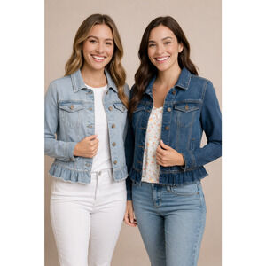 "Tiny Dancer" Peplum Denim Jacket Light Wash